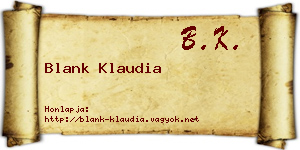 Blank Klaudia névjegykártya